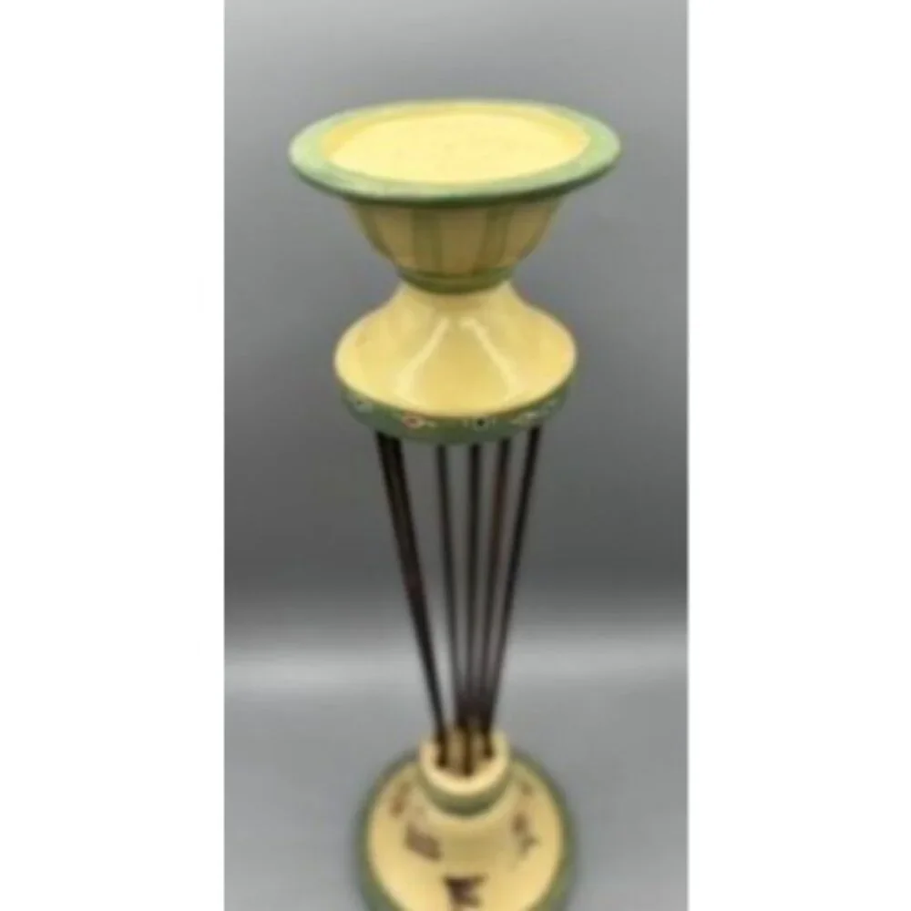 Pfaltzgraff Wrought Iron Resin Candlestick Holder Bee‎ Flowers 14